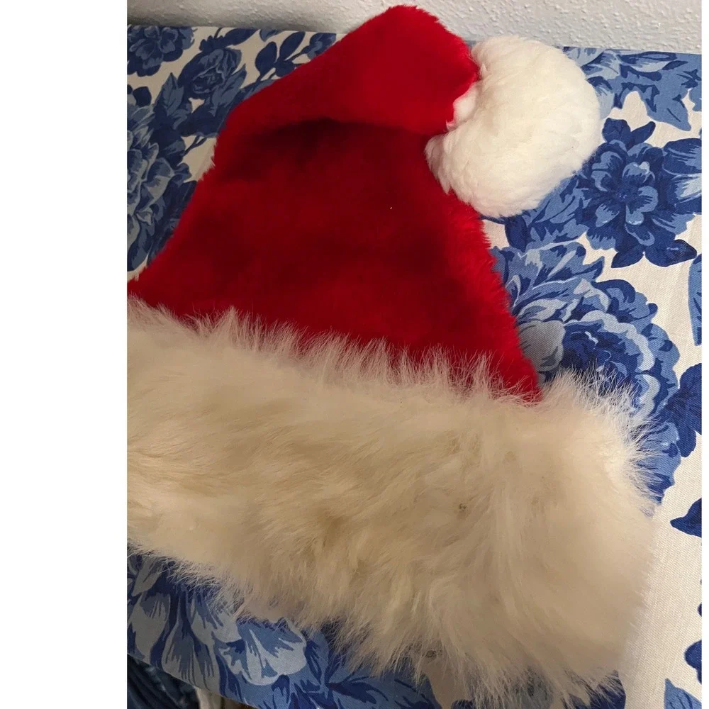 Vintage Red Santa Hat with Shaggy White Trim Holiday Christmas Accessory